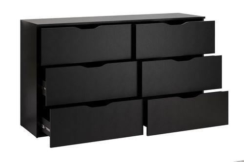 Commode 6 tiroirs laqué noir Badi - Photo n°3; ?>