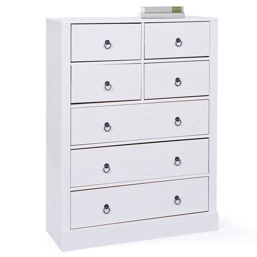Commode 7 tiroirs pin massif blanc Prince 90 cm - Photo n°2; ?>