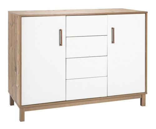 Commode à langer 2 portes 4 tiroirs bois foncé et blanc Timber - Photo n°2; ?>