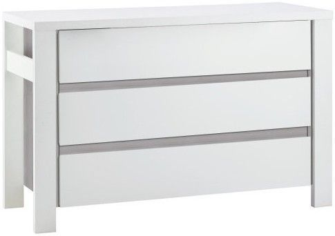 Commode à langer large 3 tiroirs pin gris et blanc Milano - Photo n°2; ?>
