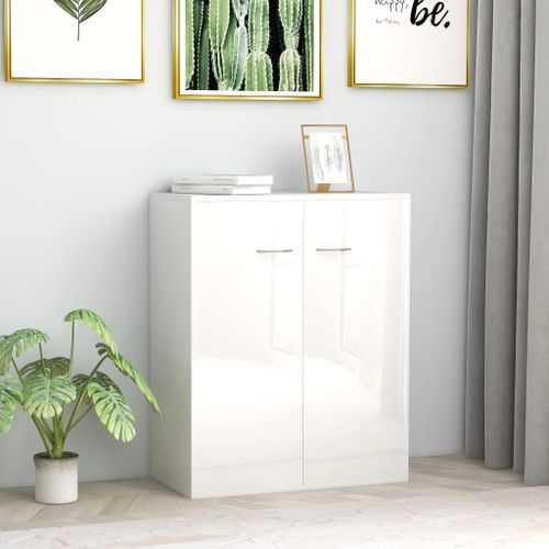 Commode Blanc brillant 60x30x75 cm - Photo n°2; ?>