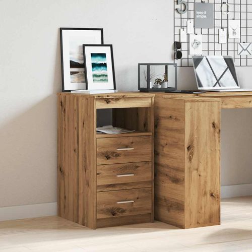 Commode chêne artisanal 40x50x76 cm bois d'ingénierie - Photo n°3; ?>