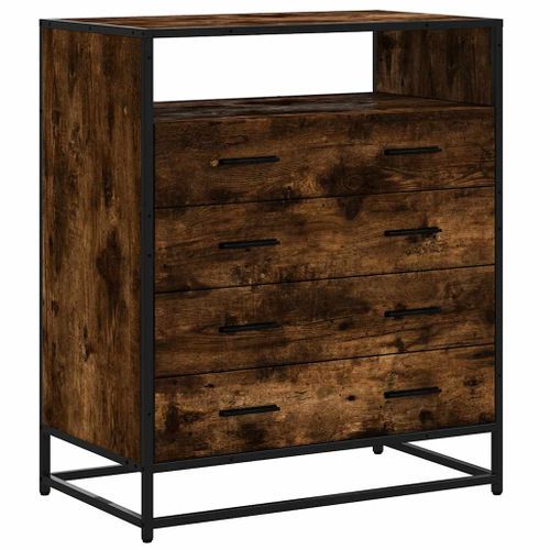 Commode chêne fumé 70x41x70 cm bois d'ingénierie - Photo n°2; ?>