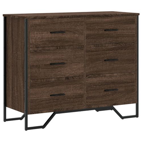 Commode chêne marron 91x35,5x74,5 cm bois d'ingénierie - Photo n°2; ?>