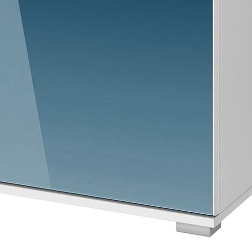 Commode design laquée Bleu 5 tiroirs 1 porte Quadra - Photo n°2; ?>