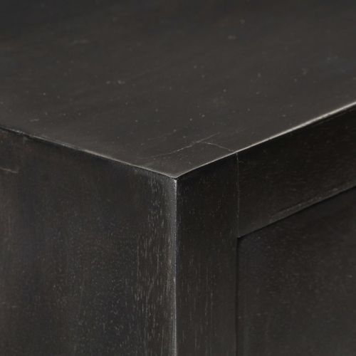 Commode haute 5 tiroirs bois de manguier noir et pieds metal doré Viza - Photo n°3; ?>