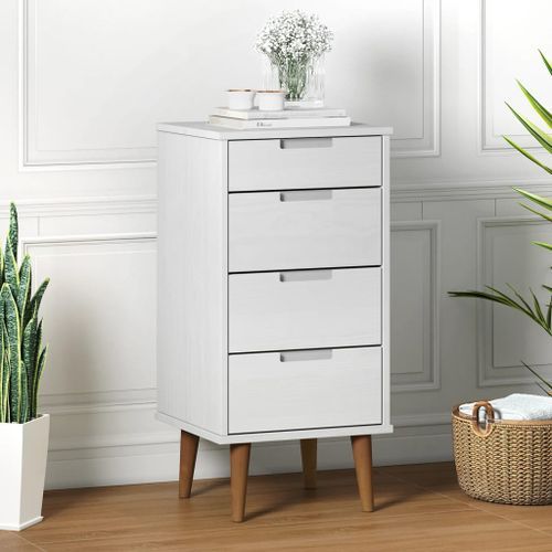 Commode MOLDE Blanc 40x35x82 cm Bois de pin massif - Photo n°2; ?>