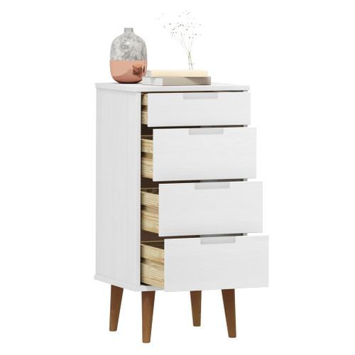 Commode MOLDE Blanc 40x35x82 cm Bois de pin massif - Photo n°3; ?>