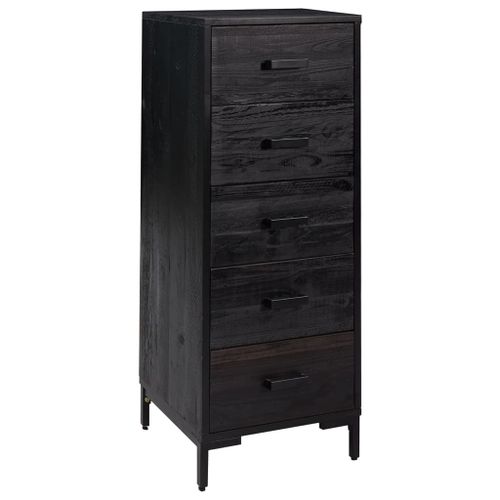 Commode Noir 42x35x110 cm Bois de pin massif - Photo n°2; ?>