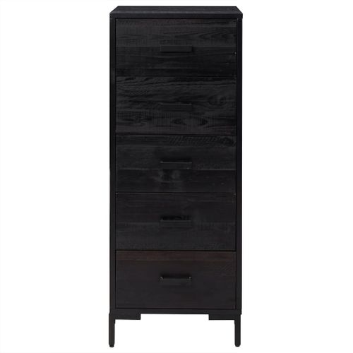 Commode Noir 42x35x110 cm Bois de pin massif - Photo n°3; ?>