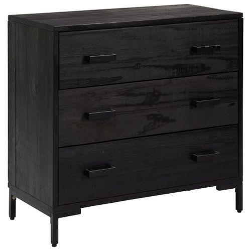 Commode Noir 75x35x70 cm Bois de pin massif - Photo n°2; ?>