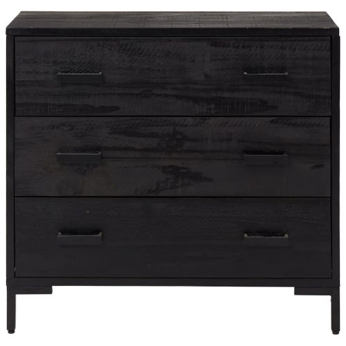 Commode Noir 75x35x70 cm Bois de pin massif - Photo n°3; ?>