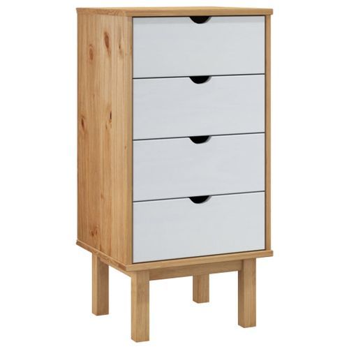 Commode OTTA marron et blanc 45x39x90 cm bois de pin massif - Photo n°2; ?>