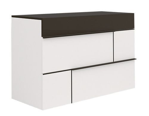 Commode 3 tiroirs 3 laqués blanc et gris foncé Kido 120 cm - Photo n°2; ?>