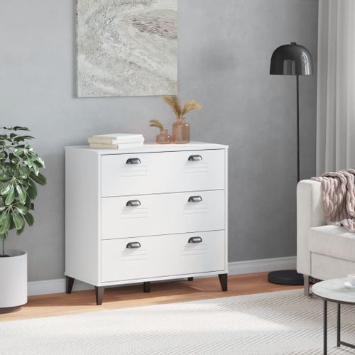 Commode VIKEN blanc bois de pin solide - Photo n°3; ?>