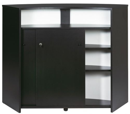 Comptoir de bar 2 portes noir et imprimé capiton noir Snack 134 cm - Photo n°3; ?>