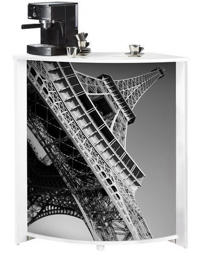 Comptoir de bar blanc et imprimé tour Eiffel Snack 96 cm - Photo n°3; ?>