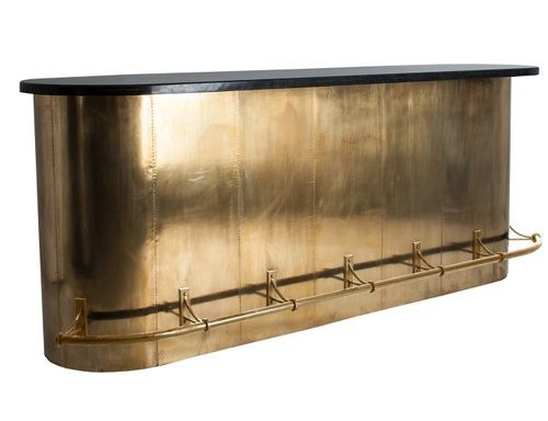 Comptoir de bar marbre noir et métal doré Nood - Photo n°2; ?>