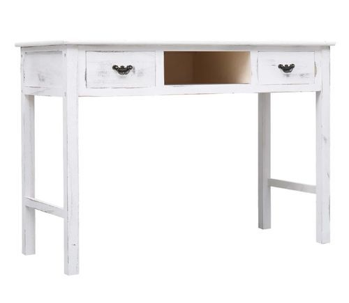 Console 2 tiroirs 1 niche paulownia blanc Krys - Photo n°3; ?>