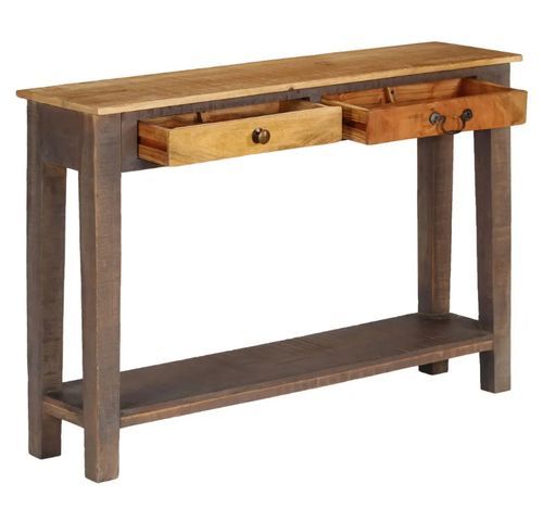 Console 2 tiroirs bois massif foncé et clair Guilty - Photo n°3; ?>