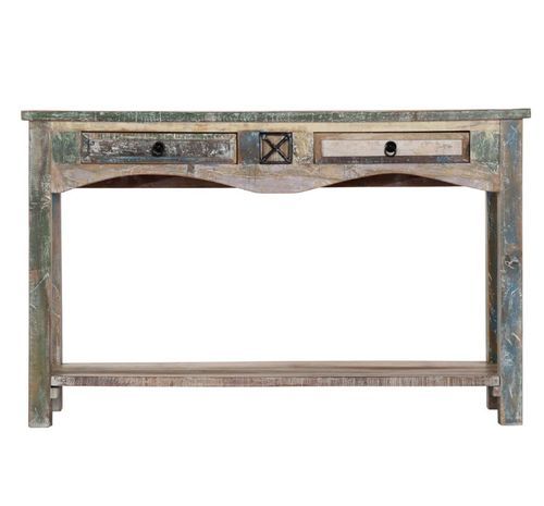 Console 2 tiroirs bois massif recyclé Moust - Photo n°3; ?>