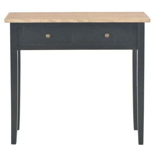 Console 2 tiroirs bois noir et pin massif clair Karmen - Photo n°3; ?>