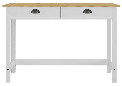 Console 2 tiroirs pin massif clair et blanc Ranny - Photo n°3; ?>