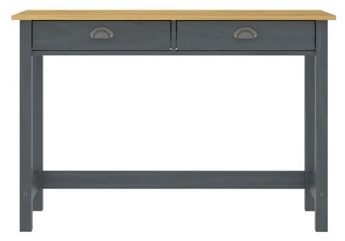 Console 2 tiroirs pin massif clair et gris Ranny - Photo n°3; ?>