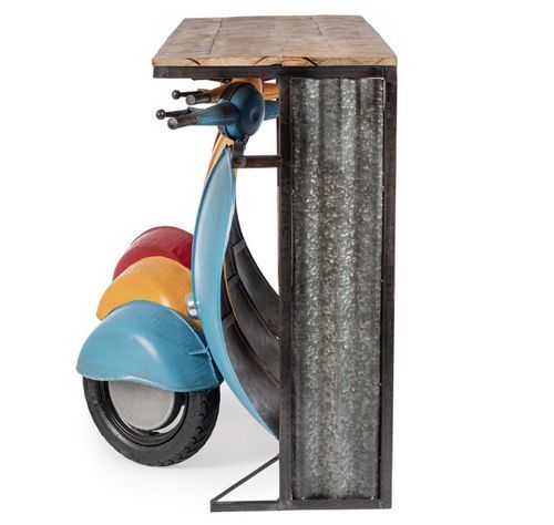 Console bar 3 Vespa acier mat jaune rouge et bleu 144 cm - Photo n°3; ?>