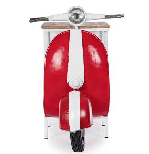 Console bar Vespa acier rouge et blanc mat avec étagere 104 cm - Photo n°3; ?>