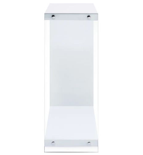 Console bois blanc brillant et verre trempé transparent Cubi - Photo n°3; ?>