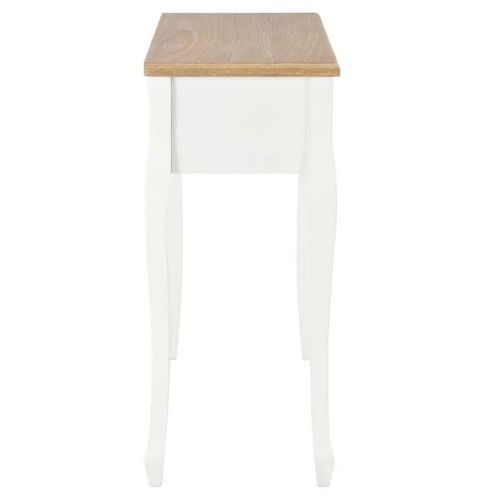 Console coiffeuse 3 tiroirs pin massif clair et blanc Moram - Photo n°3; ?>