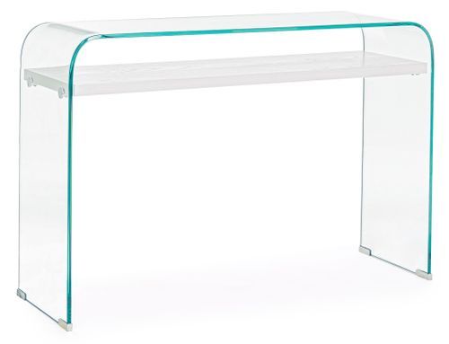 Console courbée verre transparent avec 1 niche Louiza 110 cm - Photo n°2; ?>