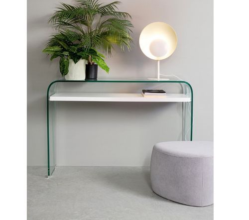 Console courbée verre transparent avec 1 niche Louiza 110 cm - Photo n°3; ?>