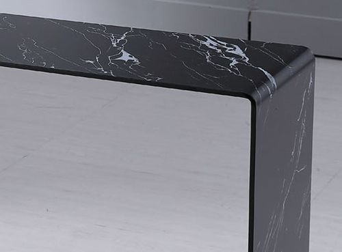 Console design verre effet marbre noir Showa 110 cm - Photo n°2; ?>