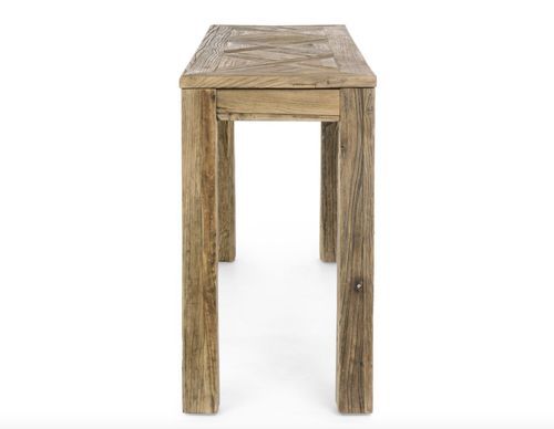 Console en bois d'orme avec plateau effet parquet vieilli Kaira - Photo n°3; ?>