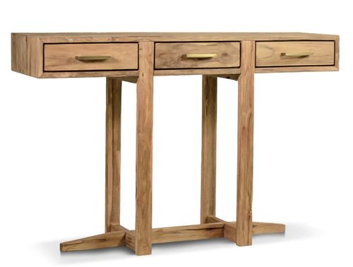 Console en bois de teck naturel 3 tiroirs Touka 130 cm - Photo n°3; ?>