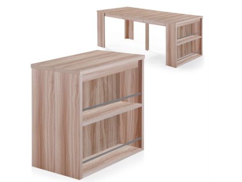 Console extensible avec rangement bois chêne clair Kazia 40/190 cm - Photo n°2; ?>