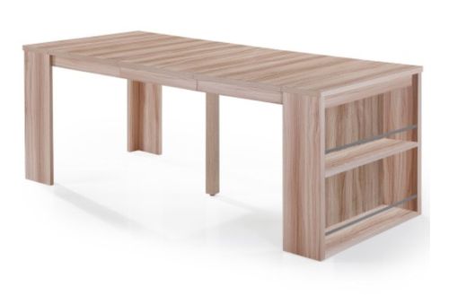 Console extensible avec rangement bois chêne clair Kazia 40/190 cm - Photo n°3; ?>