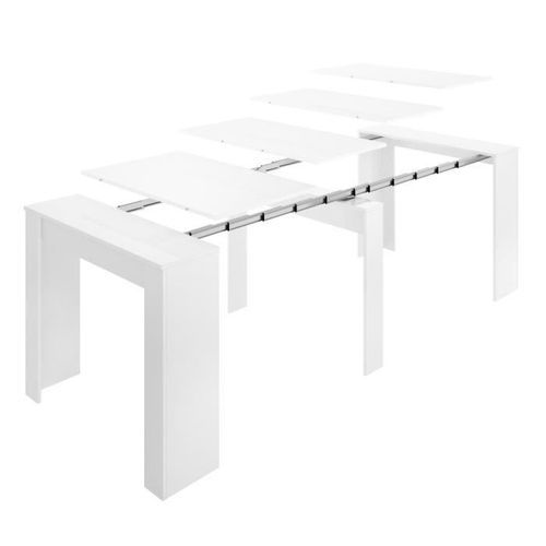 Console extensible en table 4-10 personnes - Décor blanc - L 239 x P 90 x H 77 cm - KIONA - Photo n°2; ?>