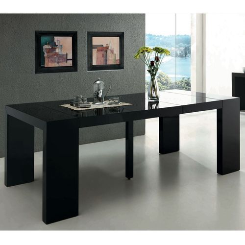 Console extensible laqué noir Saunier 50/200 cm - Photo n°2; ?>