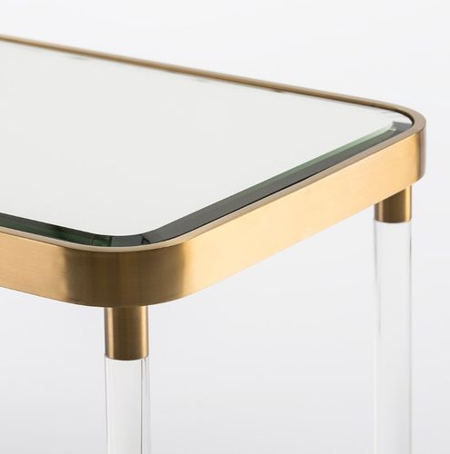 Console moderne verre avec pieds acrylique et métal doré Meli - Photo n°2; ?>