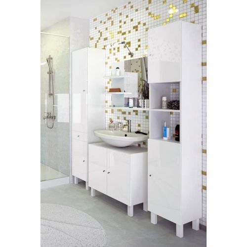 CORAIL Colonne de salle de bain L 30 cm - Blanc brillant - Photo n°3; ?>