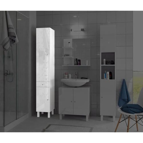 CORAIL Colonne de salle de bain L 30 cm - Blanc laqué - Photo n°2; ?>