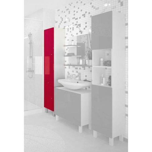 CORAIL Colonne de salle de bain L 30 cm - Rouge brillant - Photo n°3; ?>
