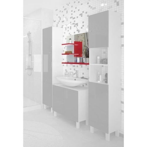 CORAIL Meuble miroir de salle de bain L 60 cm - Rouge brillant - Photo n°2; ?>