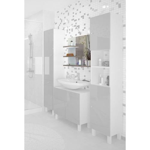 CORAIL Meuble miroir de salle de bain L 60 cm - Taupe brillant - Photo n°2; ?>