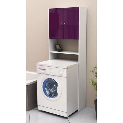 CORAIL Meuble WC ou machine a laver L 63 cm - Aubergine Laqué - Photo n°3; ?>