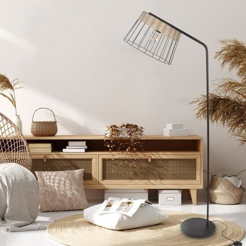 COREP Lampadaire en métal Indah - H 171 cm - E27 - 60 W - Noir mat - Photo n°2; ?>