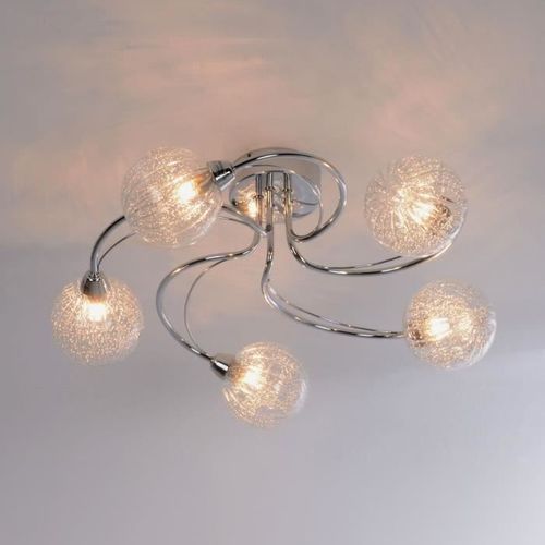 COREP Plafonnier contemporain 5 lumieres - Métal - Ø 50 - Chrome - Photo n°2; ?>